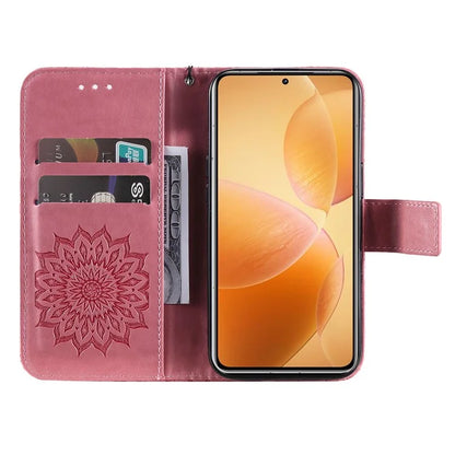 KT Imprinting Flower Series-1 For Xiaomi 14T Pro Case Sunflower Leather Wallet Phone Cover