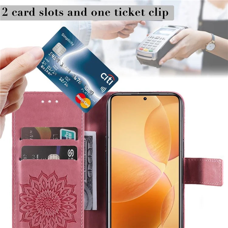 KT Imprinting Flower Series-1 For Xiaomi 14T Pro Case Sunflower Leather Wallet Phone Cover