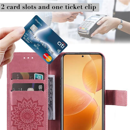 KT Imprinting Flower Series-1 For Xiaomi 14T Pro Case Sunflower Leather Wallet Phone Cover