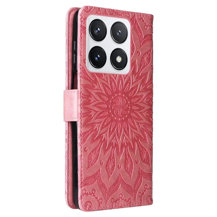 KT Imprinting Flower Series-1 For Xiaomi 14T Pro Case Sunflower Leather Wallet Phone Cover