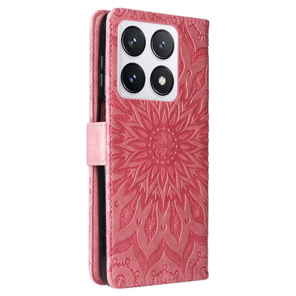 KT Imprinting Flower Series-1 For Xiaomi 14T Pro Case Sunflower Leather Wallet Phone Cover