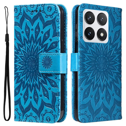 KT Imprinting Flower Series-1 For Xiaomi 14T Pro Case Sunflower Leather Wallet Phone Cover