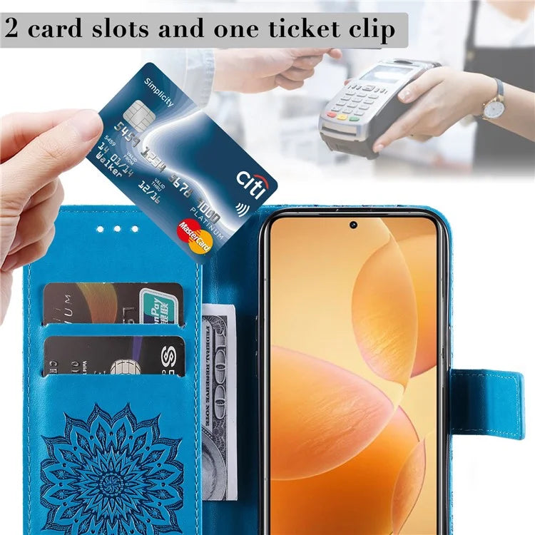 KT Imprinting Flower Series-1 For Xiaomi 14T Pro Case Sunflower Leather Wallet Phone Cover