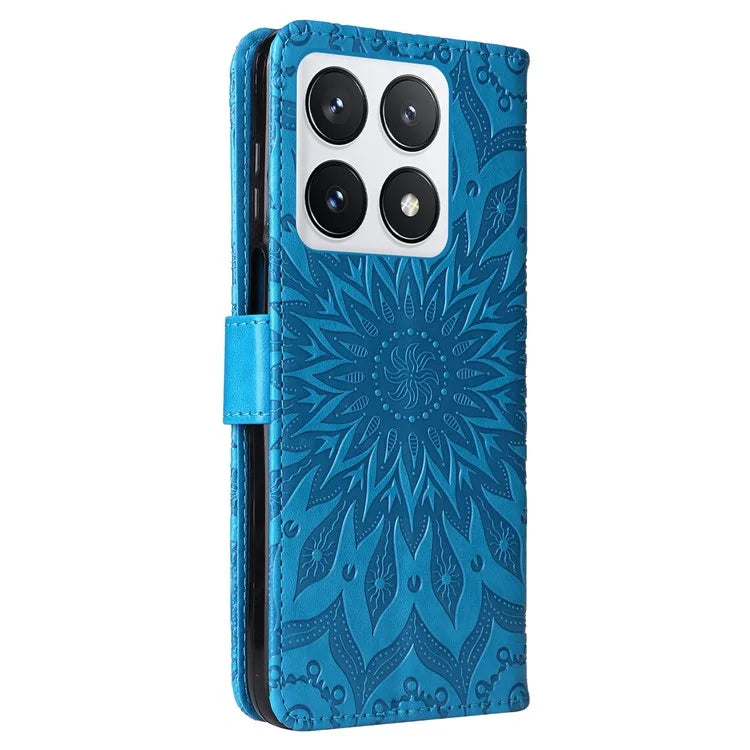 KT Imprinting Flower Series-1 For Xiaomi 14T Pro Case Sunflower Leather Wallet Phone Cover