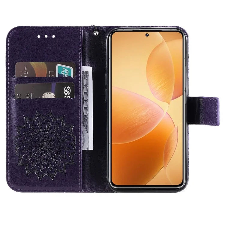 KT Imprinting Flower Series-1 For Xiaomi 14T Pro Case Sunflower Leather Wallet Phone Cover