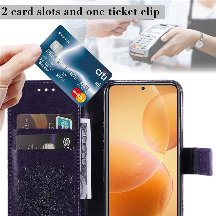 KT Imprinting Flower Series-1 For Xiaomi 14T Pro Case Sunflower Leather Wallet Phone Cover