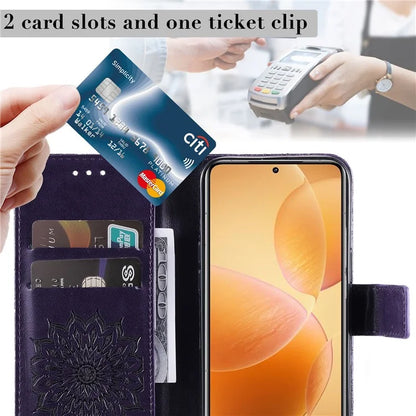 KT Imprinting Flower Series-1 For Xiaomi 14T Pro Case Sunflower Leather Wallet Phone Cover