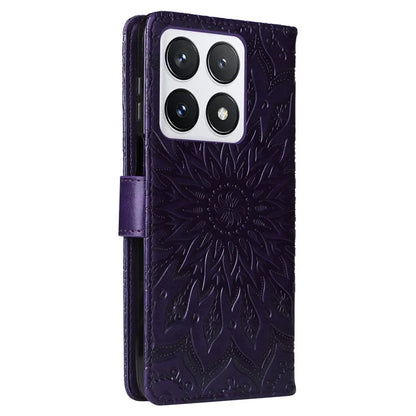 KT Imprinting Flower Series-1 For Xiaomi 14T Pro Case Sunflower Leather Wallet Phone Cover