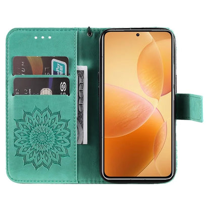 KT Imprinting Flower Series-1 For Xiaomi 14T Pro Case Sunflower Leather Wallet Phone Cover