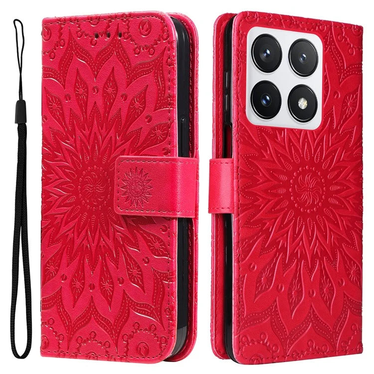 KT Imprinting Flower Series-1 For Xiaomi 14T Pro Case Sunflower Leather Wallet Phone Cover