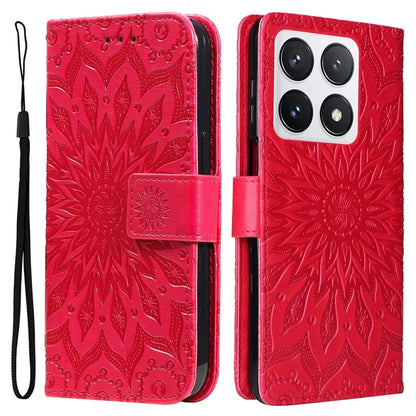 KT Imprinting Flower Series-1 For Xiaomi 14T Pro Case Sunflower Leather Wallet Phone Cover