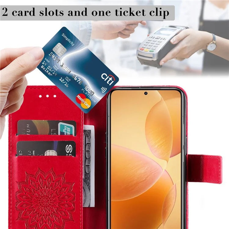 KT Imprinting Flower Series-1 For Xiaomi 14T Pro Case Sunflower Leather Wallet Phone Cover