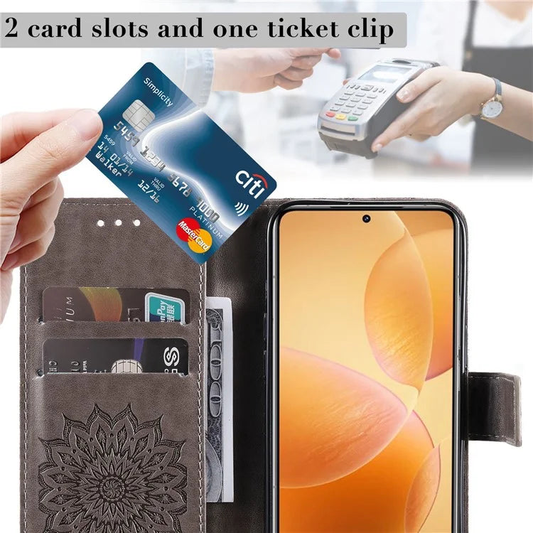 KT Imprinting Flower Series-1 For Xiaomi 14T Pro Case Sunflower Leather Wallet Phone Cover