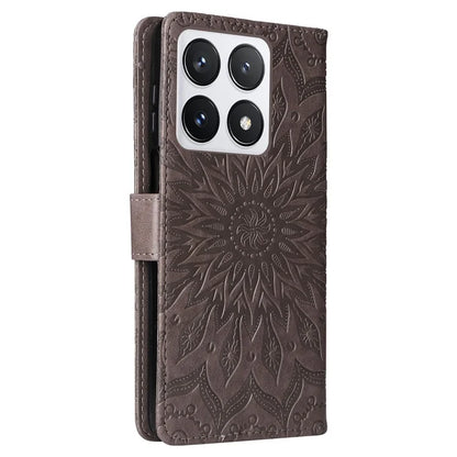 KT Imprinting Flower Series-1 For Xiaomi 14T Pro Case Sunflower Leather Wallet Phone Cover