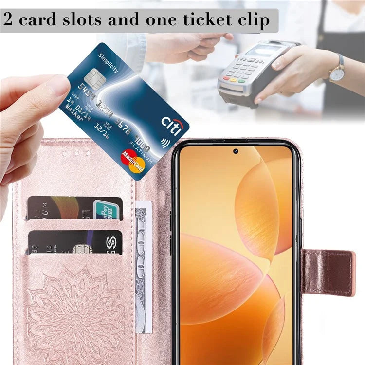 KT Imprinting Flower Series-1 For Xiaomi 14T Pro Case Sunflower Leather Wallet Phone Cover