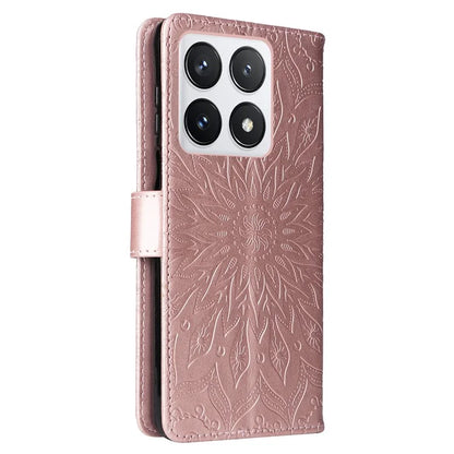 KT Imprinting Flower Series-1 For Xiaomi 14T Pro Case Sunflower Leather Wallet Phone Cover
