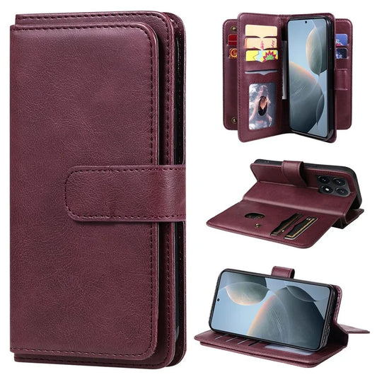 KT Multi-Functional Series-1 For Xiaomi 14T Pro Case 10 Card Holder Leather Phone Cover Stand