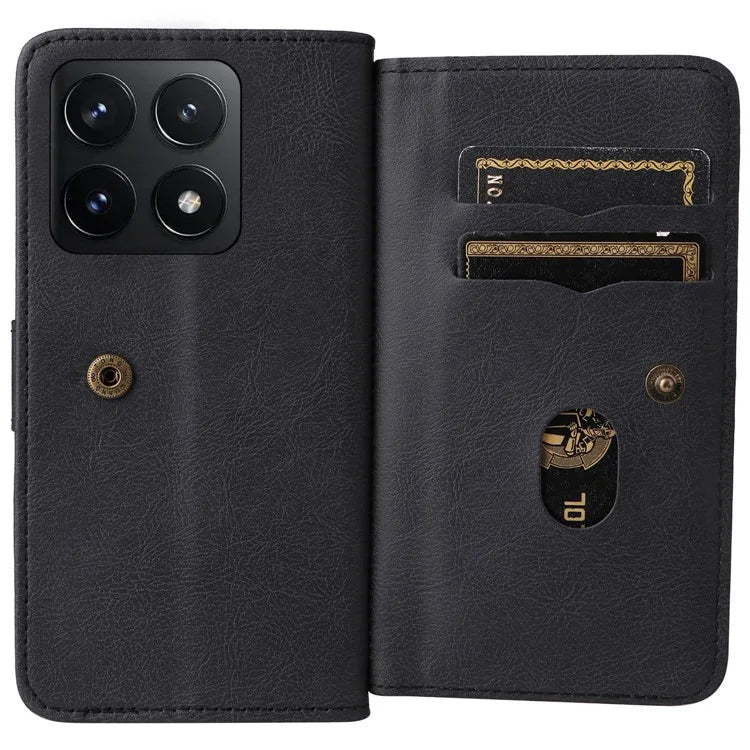 KT Multi-Functional Series-1 For Xiaomi 14T Pro Case 10 Card Holder Leather Phone Cover Stand