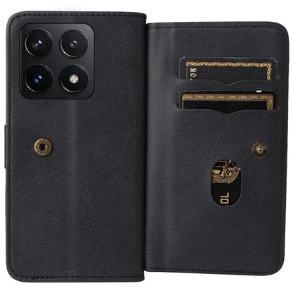 KT Multi-Functional Series-1 For Xiaomi 14T Pro Case 10 Card Holder Leather Phone Cover Stand