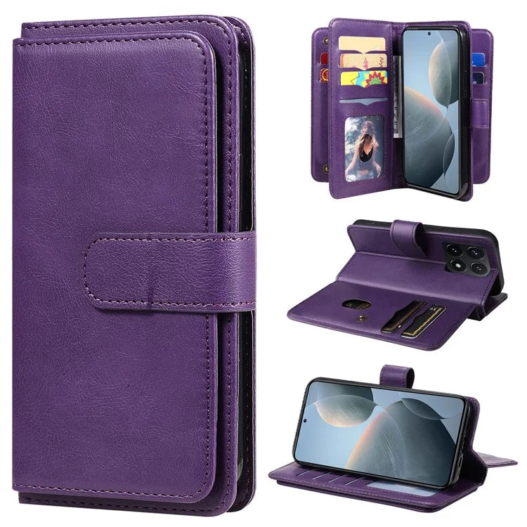 KT Multi-Functional Series-1 For Xiaomi 14T Pro Case 10 Card Holder Leather Phone Cover Stand
