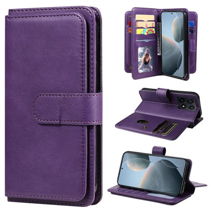 KT Multi-Functional Series-1 For Xiaomi 14T Pro Case 10 Card Holder Leather Phone Cover Stand