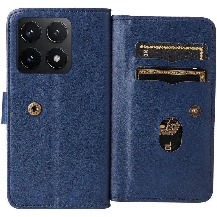 KT Multi-Functional Series-1 For Xiaomi 14T Pro Case 10 Card Holder Leather Phone Cover Stand