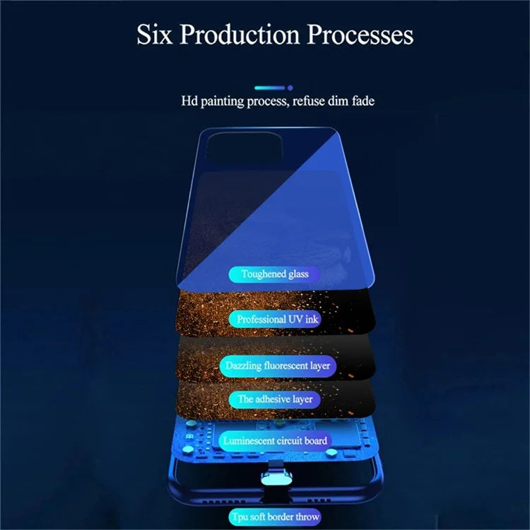 For iPhone 16 Pro Max Case Call Flash Series Pattern Printing Tempered Glass + TPU Combo Phone Case