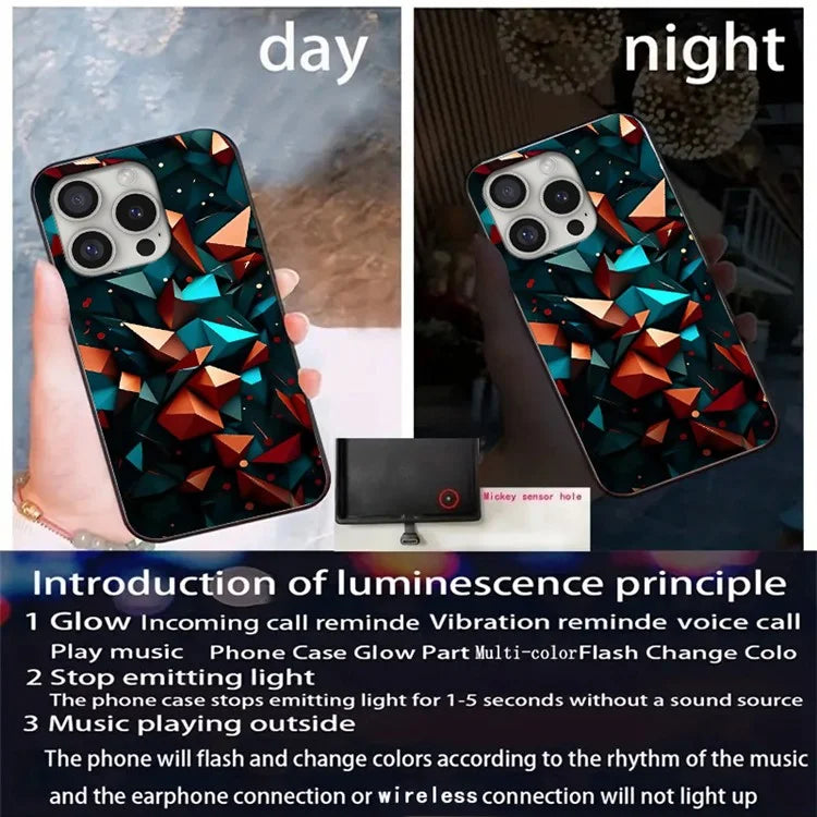 For iPhone 16 Pro Max Case Call Flash Series Pattern Printing Tempered Glass + TPU Combo Phone Case