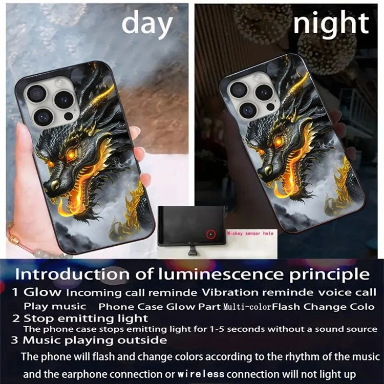 For iPhone 16 Pro Max Case Call Flash Series Pattern Printing Tempered Glass + TPU Combo Phone Case