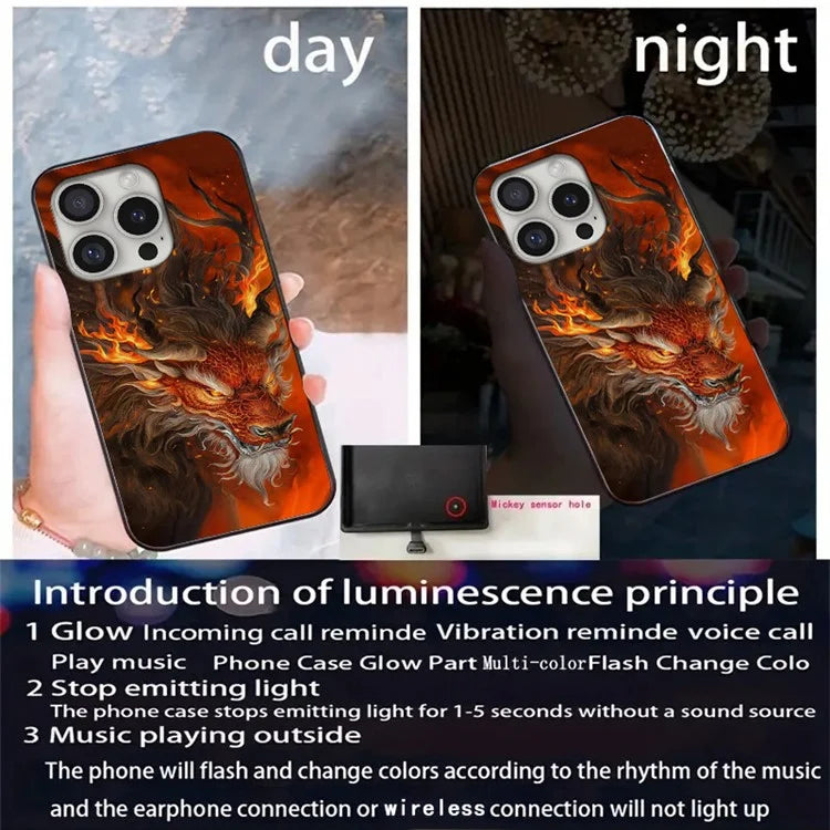 For iPhone 16 Pro Max Case Call Flash Series Pattern Printing Tempered Glass + TPU Combo Phone Case