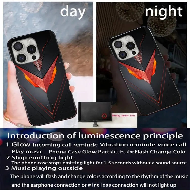 For iPhone 16 Pro Max Case Call Flash Series Pattern Printing Tempered Glass + TPU Combo Phone Case