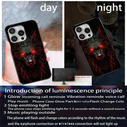 For iPhone 16 Pro Max Case Call Flash Series Pattern Printing Tempered Glass + TPU Combo Phone Case