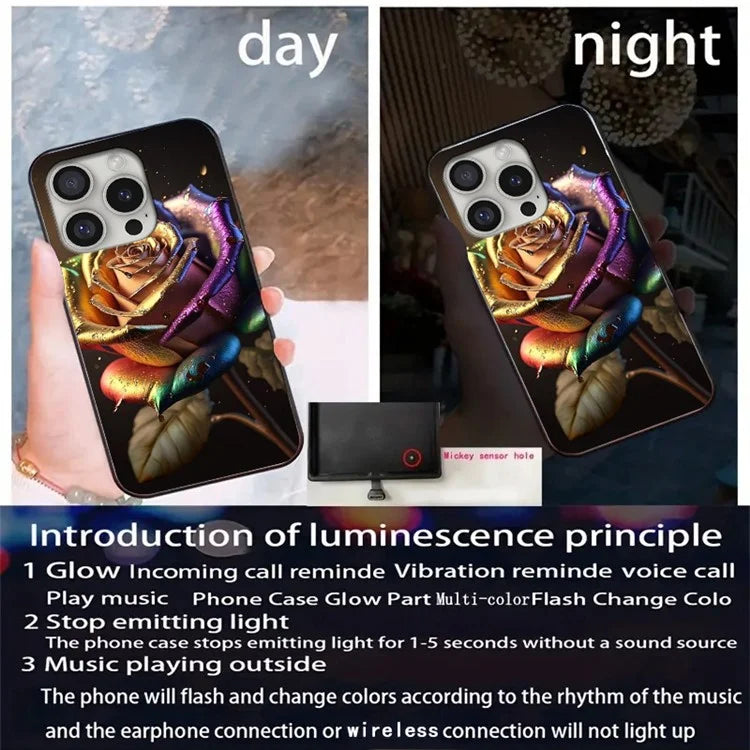 For iPhone 16 Pro Max Case Call Flash Series Pattern Printing Tempered Glass + TPU Combo Phone Case
