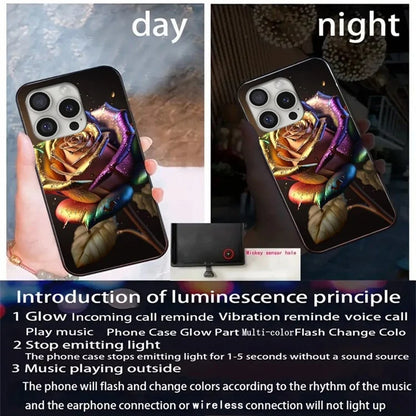 For iPhone 16 Pro Max Case Call Flash Series Pattern Printing Tempered Glass + TPU Combo Phone Case