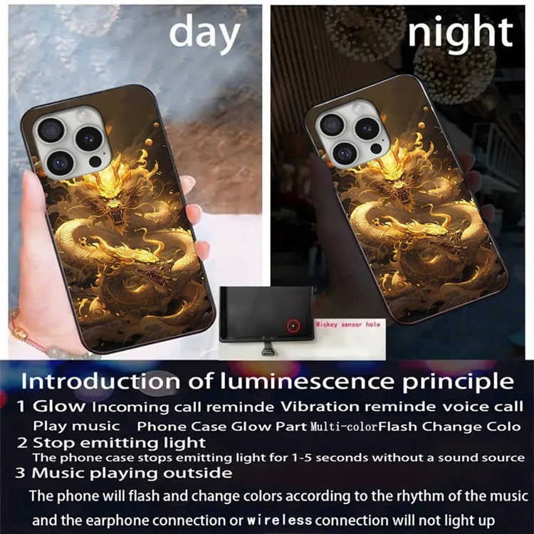 For iPhone 16 Pro Max Case Call Flash Series Pattern Printing Tempered Glass + TPU Combo Phone Case