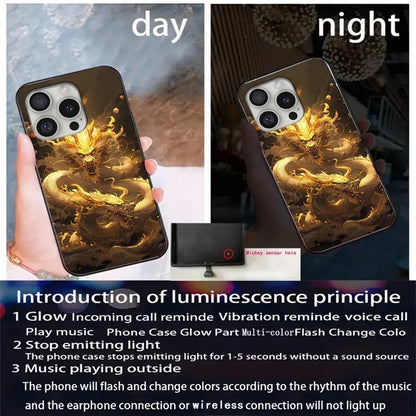 For iPhone 16 Pro Max Case Call Flash Series Pattern Printing Tempered Glass + TPU Combo Phone Case