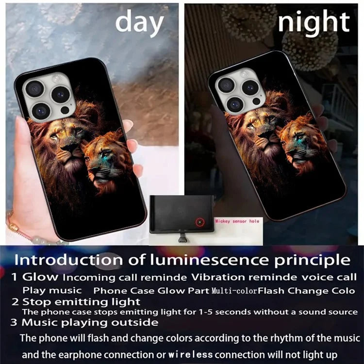 For iPhone 16 Pro Max Case Call Flash Series Pattern Printing Tempered Glass + TPU Combo Phone Case