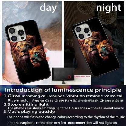For iPhone 16 Pro Max Case Call Flash Series Pattern Printing Tempered Glass + TPU Combo Phone Case
