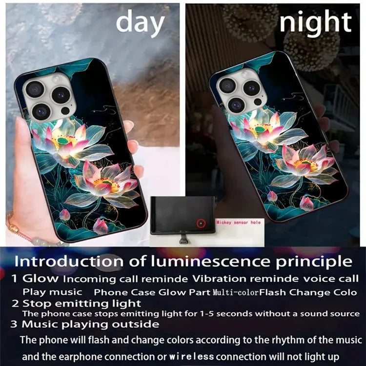 For iPhone 16 Pro Max Case Call Flash Series Pattern Printing Tempered Glass + TPU Combo Phone Case