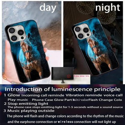 For iPhone 16 Pro Max Case Call Flash Series Pattern Printing Tempered Glass + TPU Combo Phone Case
