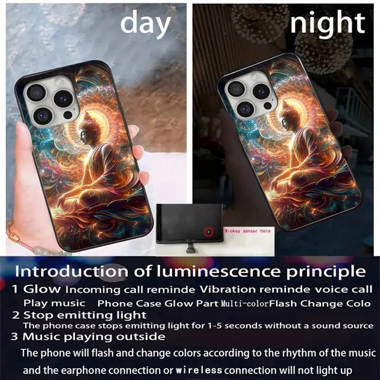 For iPhone 16 Pro Max Case Call Flash Series Pattern Printing Tempered Glass + TPU Combo Phone Case