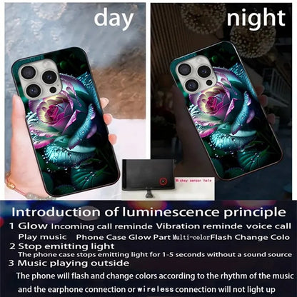 For iPhone 16 Pro Max Case Call Flash Series Pattern Printing Tempered Glass + TPU Combo Phone Case