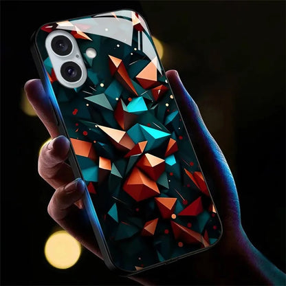 For iPhone 16 Case Call Flash Series Pattern Printing Tempered Glass + TPU Combo Phone Case