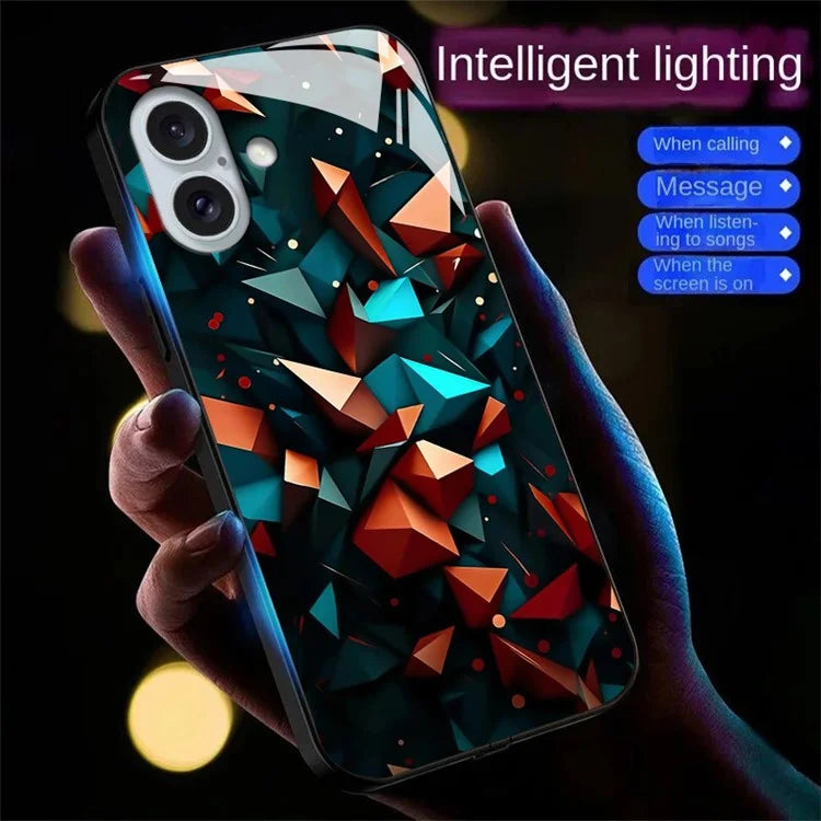 For iPhone 16 Case Call Flash Series Pattern Printing Tempered Glass + TPU Combo Phone Case