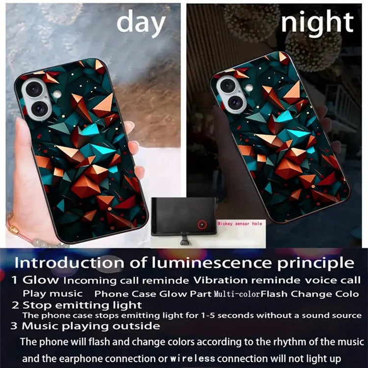 For iPhone 16 Case Call Flash Series Pattern Printing Tempered Glass + TPU Combo Phone Case