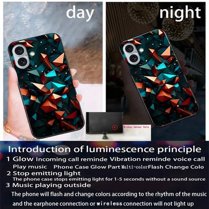 For iPhone 16 Case Call Flash Series Pattern Printing Tempered Glass + TPU Combo Phone Case