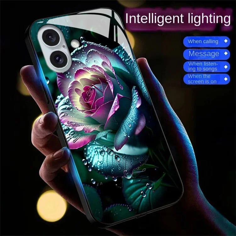 For iPhone 16 Case Call Flash Series Pattern Printing Tempered Glass + TPU Combo Phone Case