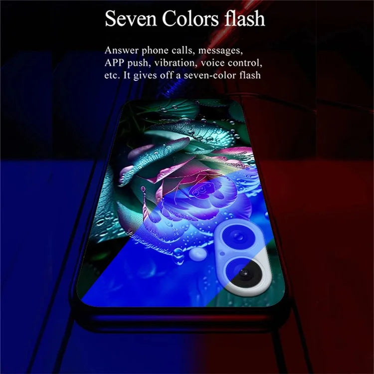 For iPhone 16 Case Call Flash Series Pattern Printing Tempered Glass + TPU Combo Phone Case