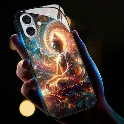 For iPhone 16 Case Call Flash Series Pattern Printing Tempered Glass + TPU Combo Phone Case