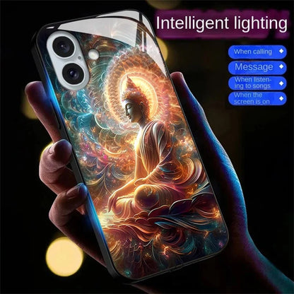 For iPhone 16 Case Call Flash Series Pattern Printing Tempered Glass + TPU Combo Phone Case